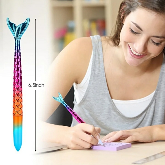 ● Mermaid FishTail Metalic Novelty Pens Set of 2 - Picture 3 of 7